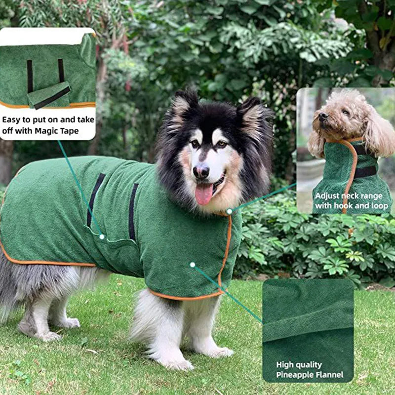 Fast-Drying Dog Bathrobe Towel Wrap