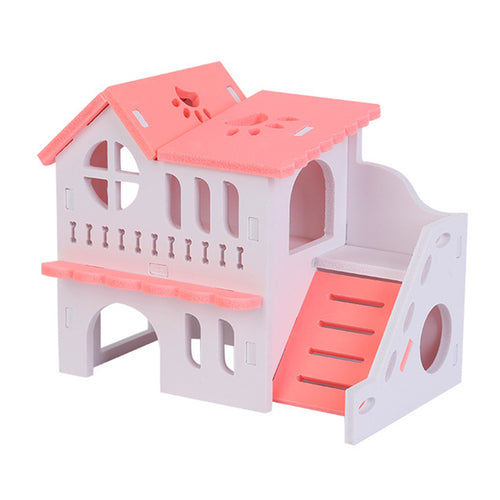 Wooden Two-Layer Hamster House with Ladder Design